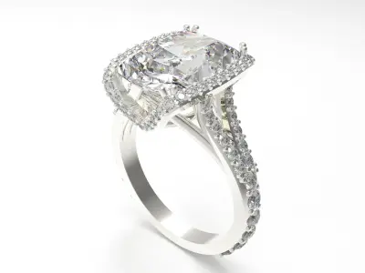 Emerald Ring 3D print model 2