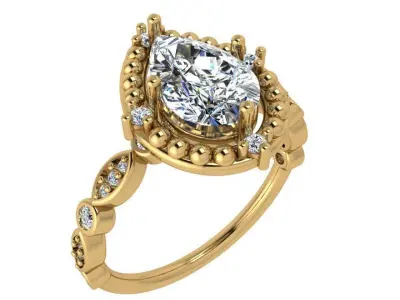 Pear Halo Ring 3718 3D print model