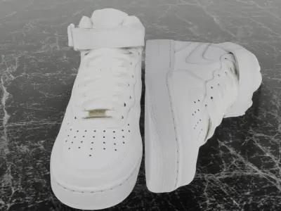 NIKE AIR FORCE ONE 1 WHITE HIGH 3D SHOES Low-poly 3D model