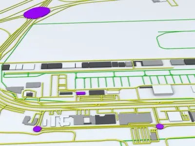 Brasilia BSB Airport Roads and Buildings 3D model