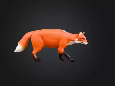 Scarlet Forest Fox Low-poly 3D model