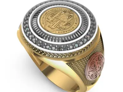 Saint benedict Ring gold benito 3D print model