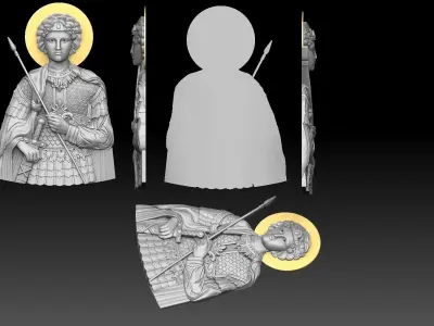 Saint George bas relif 3D cnc model  3D print model