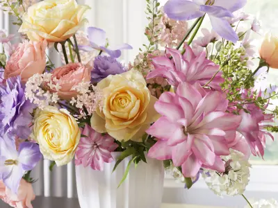 Flower Set 061 Centerpiece purple pink yellow 3D model