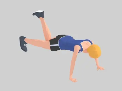 Beer Plank  Exercise Woman Animation Low-poly 3D model