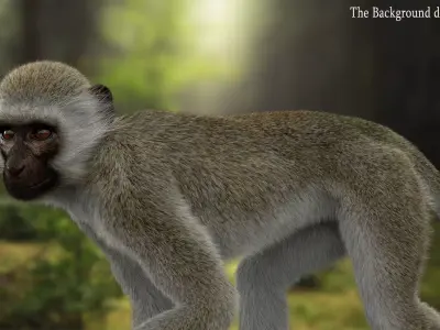 Monkey Ververt FUR Rig 02 3D model