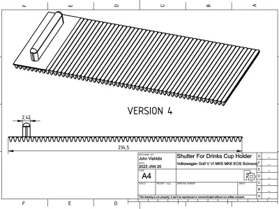 SHUTTER FOR CUP HOLDER VOLKSWAGEN Two Versions 3D print model