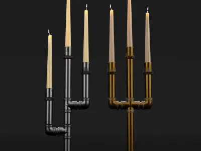 Candlestick set 8 three candle holders 3D model