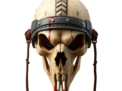 Fantasy Bloody Skull Warrior Helmet Low-poly 3D model