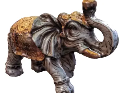 elephant 2 statue with tusks Free 3D model