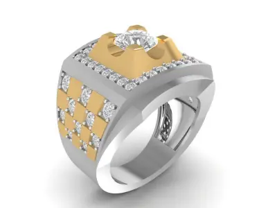 Luxury Square Diamond Ring for Men 636 3D print model