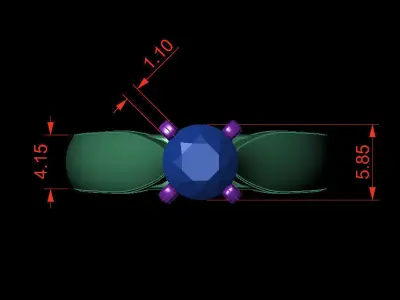 Round 0-75-CT Quarter Round Profile Shank Width 3-5mm 3D print model