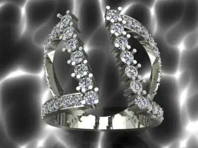   Open Middle Diamond Ring  3D print model