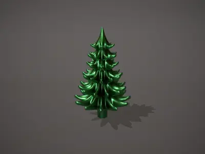 Green Metal Christmas Tree Ornament Low-poly 3D model