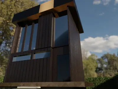 Architectural dark brown house  3D model