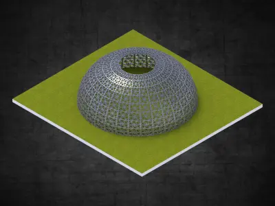 Dome structure flower of life panels Low-poly 3D model