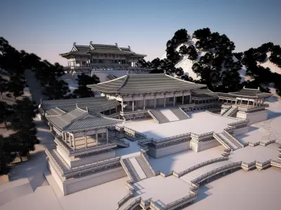 China temples church Historical sites palace Tang dynasty 3D model purchase