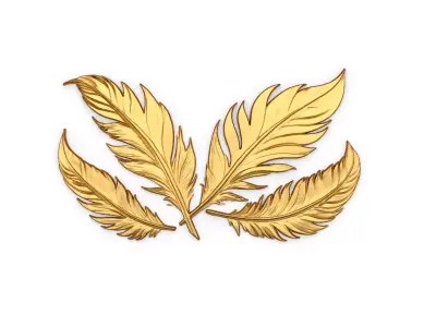 feather decor set wall mural 02 3D model