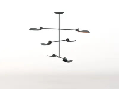 Fin Pendant Chandelier with Bulb 3D model