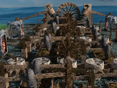 Ancient Machine - ANIMATED Medieval Chinese Factory Low-poly 3D model