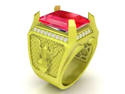 Luxury Emerald Cut Stone Men Ring 3D Jewelry Model  4008 3D print model