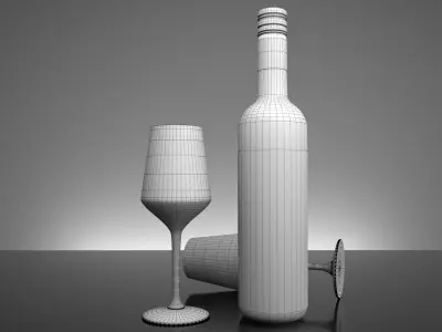 Wine Set 01 3D model