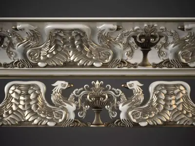Cornice metal sculpture with wings 3D model