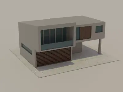 Low Poly Modern House Free low-poly 3D model
