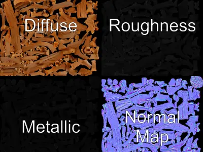 Realistic Fallen Tree Branch Model Pack Low-poly 3D model