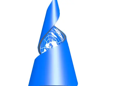  United Nations Flag on helix structure 3D model