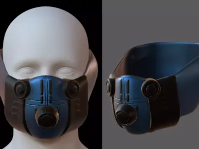 Gas mask helmet 3d model scifi Low-poly  Low-poly 3D model 83