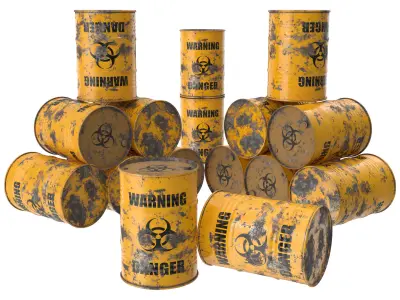 Set of barrels and pallets 3D model