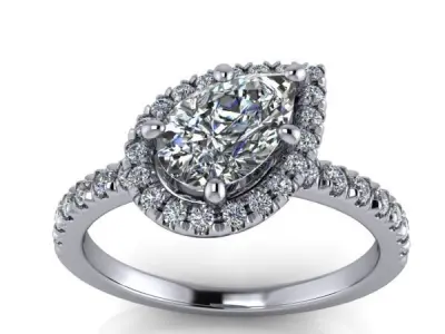 Modern Halo Cross TearDrop Solitaire Engagement Wedding Band 3D print model
