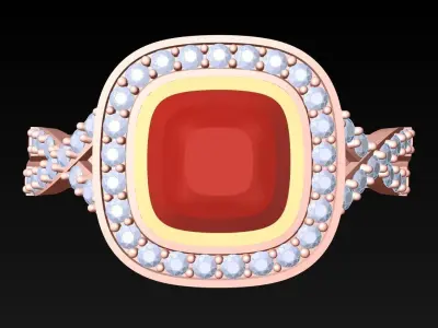 Square Stone Rings - Womens Rings - N315938 3D print model