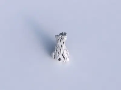 Vase puffy tappered triangle with cuts and bulges 3D print model