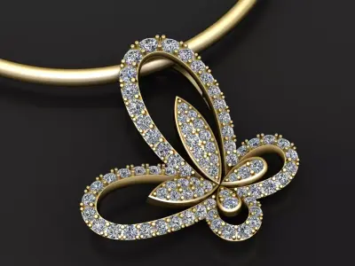 Diamond Butterfly Pendant 3D print model