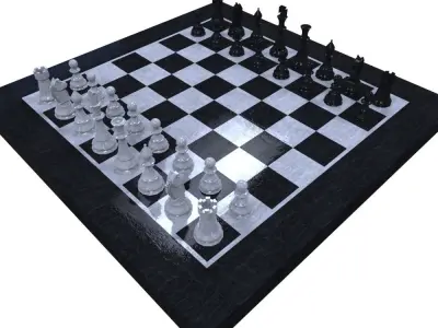Chess Set - Chess Board - Chess Pieces Low-poly 3D model