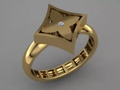 Louis Vuitton Style Diamond Ring 3D print model