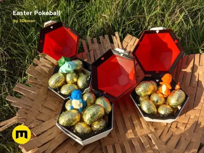 Pokeball Easter Egg Box Decoration Free 3D print model