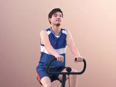 Andy 11139 - Man Training On Bike In Gym Cycle Low-poly 3D model