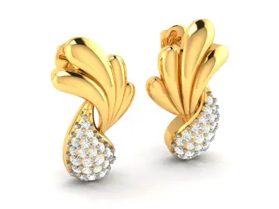 Solitaire Women Earring 3dm STl OBJ FBX Render Details 3D print model