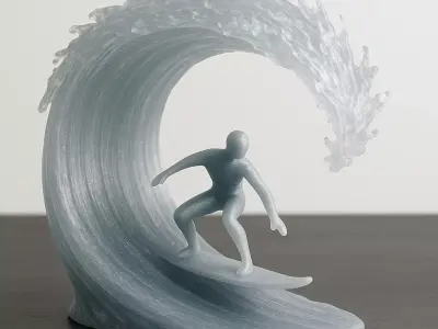 Surfer on Frozen Wave Sculpture 3D print model