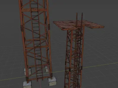 Old Rusty Metal Tower Low-poly 3D model