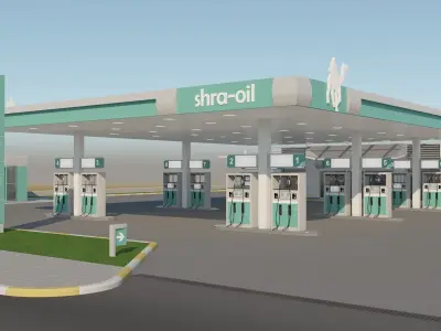 Gas Station In Desert 3D model