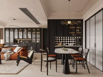 Luxury living room dining room interior scenes 24 3D model
