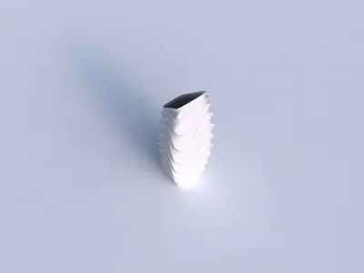 Vase bent rectangle with curved horizontal wavy sections 3D print model