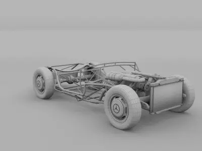 Fully Modelled Mercedes 300SL Roadster Silver HDRI 3D model