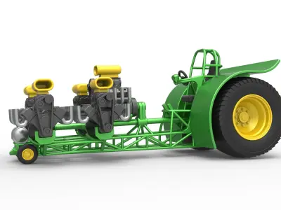 Pulling tractor with 5 engines V8 Version 5 Scale 1 to 25 3D print model