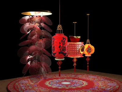 Chinese red lantern  3D model 56