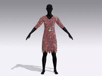 Female Cloth Dress Low-poly 3D model